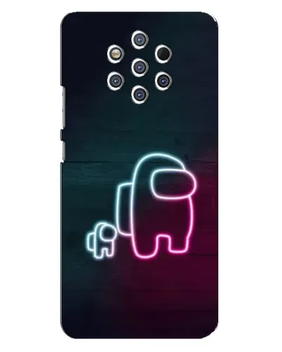 Чехол для Nokia 9 с картинкой «Among Us неон-арт»