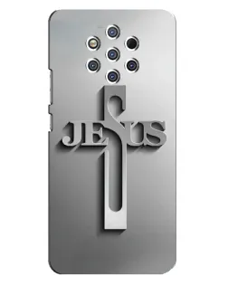 Чехол для Nokia 9 с картинкой «Металлический крест Jesus»