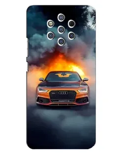 Чохол для Nokia 9 з картинкою «Audi у вогняному диму»