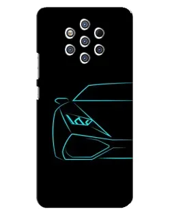 Чохол для Nokia 9 з картинкою «Блакитний силует Lamborghini»
