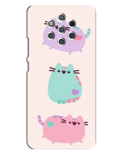 Чохол для Nokia 9 з картинкою «Pusheen тріо»