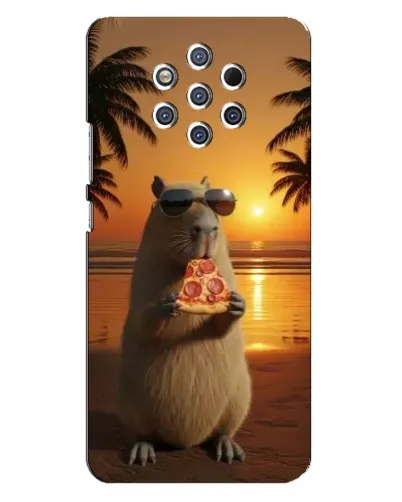 Чохол для Nokia 9 з картинкою «Капібара з піцою»