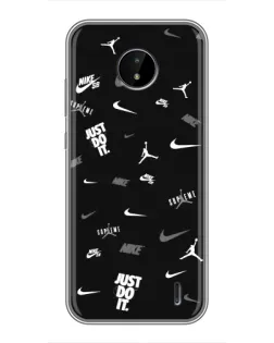 Чохол для Nokia C10 з картинкою «Nike Black Pattern»