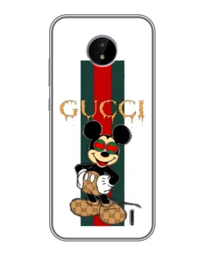 Чехол для Nokia C10 с картинкой «Микки Маус Gucci — полосы»
