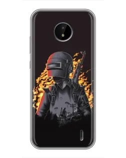 Чохол для Nokia C10 з картинкою «PUBG — вогняний силует»