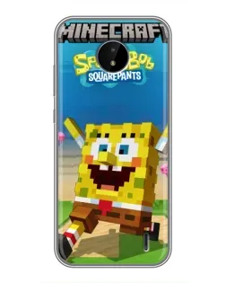 Чехол для Nokia C10 с картинкой «Губка Боб Minecraft»