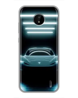 Чохол для Nokia C10 з картинкою «Tesla в неоні»