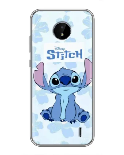 Чехол для Nokia C10 с картинкой «Stitch среди цветов»