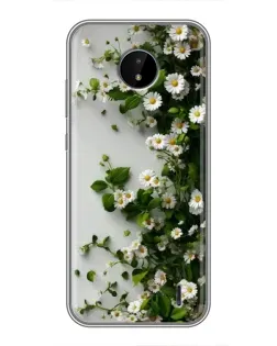 Чехол для Nokia C10 с картинкой «Ветка мелких белых цветов»