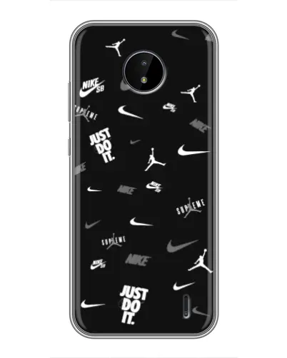 Чохол для Nokia C20 Plus з картинкою «Nike Black Pattern»