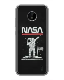 Чохол для Nokia C20 Plus з картинкою «NASA — крокуємо по Місяцю»