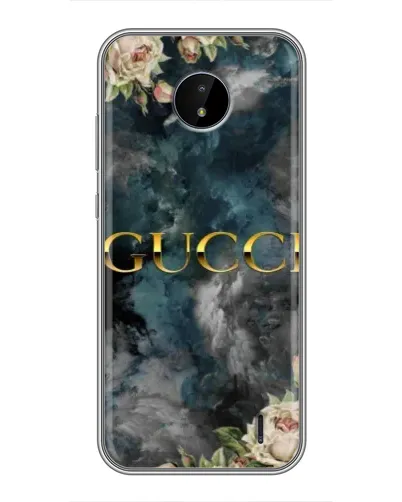Чехол для Nokia C20 Plus с картинкой «Абстрактные цветы Gucci»