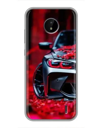 Чохол для Nokia C20 Plus з картинкою «Спортивна BMW та квіти»