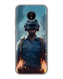 Чехол для Nokia C20 Plus с картинкой «PUBG — реалистичный герой»