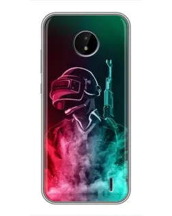 Чехол для Nokia C20 Plus с картинкой «PUBG — огненный воин»