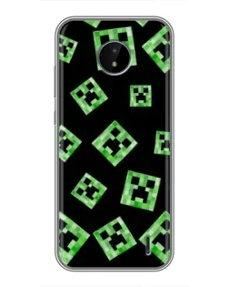 Чехол для Nokia C20 Plus с картинкой «Паттерн с криперами»