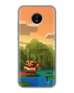 Чехол для Nokia C20 Plus с картинкой «Майнкрафт закат солнца»