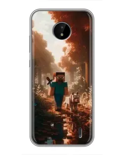 Чехол для Nokia C20 Plus с картинкой «Стив в лесу»
