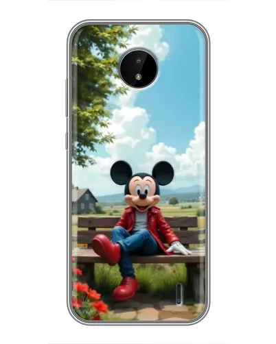 Чехол для Nokia C20 Plus с картинкой «Микки на скамейке»