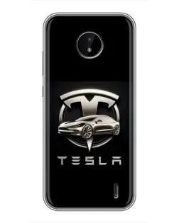 Чохол для Nokia C20 Plus з картинкою «Tesla — срібне авто»