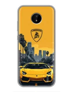 Чохол для Nokia C20 Plus з картинкою «Жовтий Lamborghini місто»
