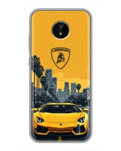 Чохол для Nokia C20 Plus з картинкою «Жовтий Lamborghini місто»