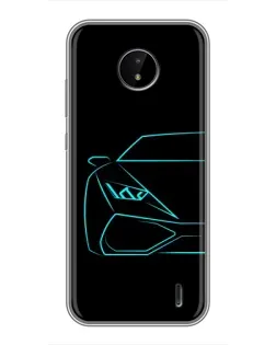 Чохол для Nokia C20 Plus з картинкою «Блакитний силует Lamborghini»