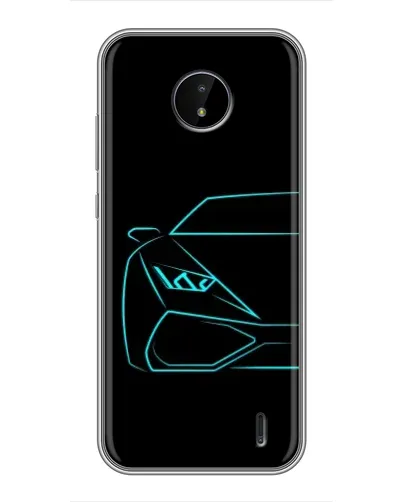Чохол для Nokia C20 Plus з картинкою «Блакитний силует Lamborghini»