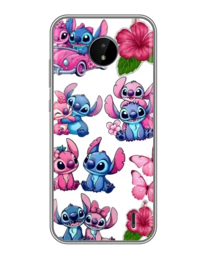Чехол для Nokia C20 Plus с картинкой «Стикеры Stitch и Angel»