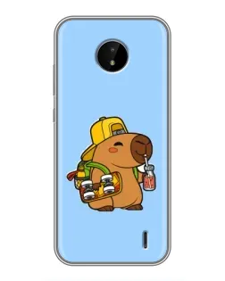 Чехол для Nokia C20 Plus с картинкой «Капибара на скейте»