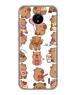 Чехол для Nokia C20 Plus с картинкой «Стикерпак с капибарами»