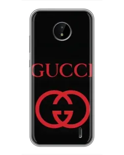 Чехол для Nokia C20 с картинкой «Gucci — красный логотип»