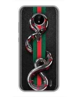 Чехол для Nokia C20 с картинкой «Gucci — змея на полосе»