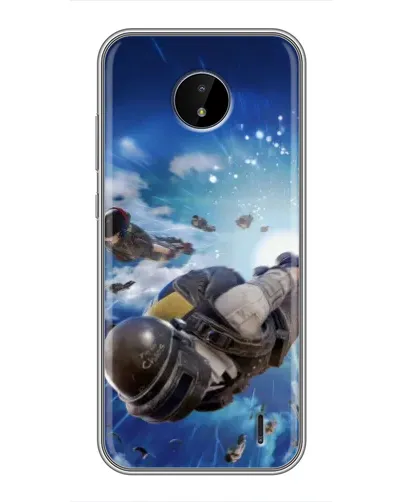 Чехол для Nokia C20 с картинкой «Десант PUBG — прыжок»