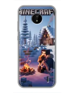 Чохол для Nokia C20 з картинкою «Зимовий Minecraft»