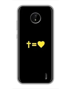 Чехол для Nokia C20 с картинкой «Сердце и Крест»