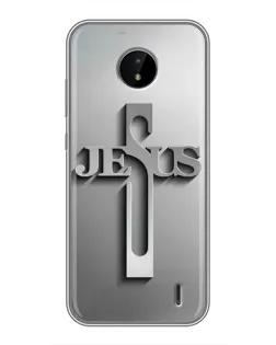 Чехол для Nokia C20 с картинкой «Металлический крест Jesus»