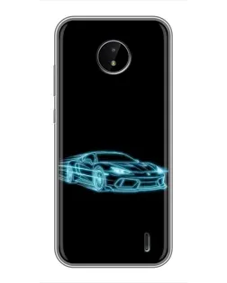 Чохол для Nokia C20 з картинкою «Неоновий контур Lamborghini»
