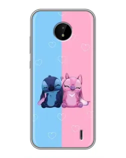 Чехол для Nokia C20 с картинкой «Stitch и Angel Love»