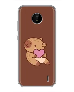 Чохол для Nokia C20 з картинкою «Капібара з серцем»