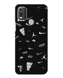 Чехол для Nokia C21 Plus с картинкой «Nike Black Pattern»