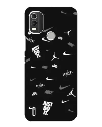 Чехол для Nokia C21 Plus с картинкой «Nike Black Pattern»