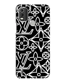 Чохол для Nokia C21 Plus з картинкою «Чорно-білий візерунок LV»