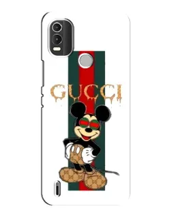Чохол для Nokia C21 Plus з картинкою «Міккі Маус Gucci — смуги»