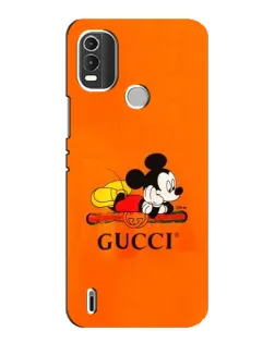 Чехол для Nokia C21 Plus с картинкой «Микки Маус Gucci — оранж»