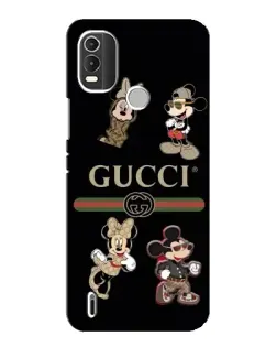 Чехол для Nokia C21 Plus с картинкой «Gucci — герои Disney и монограмма»