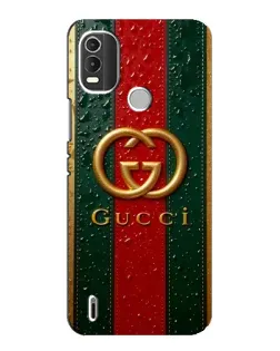 Чехол для Nokia C21 Plus с картинкой «Gucci — фирменная полоса и золото»