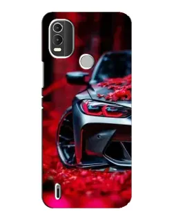 Чохол для Nokia C21 Plus з картинкою «Спортивна BMW та квіти»