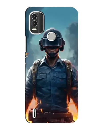 Чехол для Nokia C21 Plus с картинкой «PUBG — реалистичный герой»
