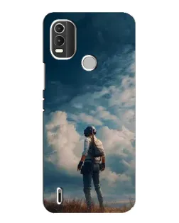 Чехол для Nokia C21 Plus с картинкой «Герой PUBG на скале»